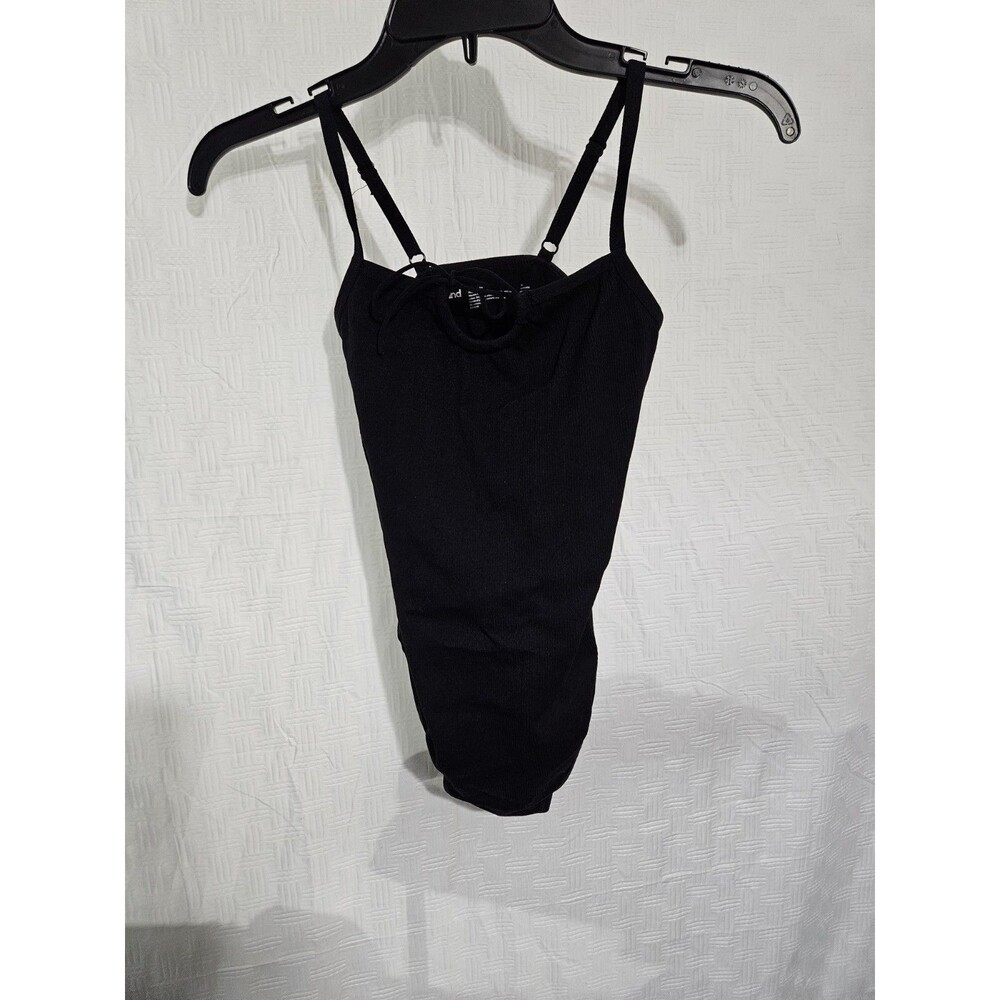 Abound Womens Black Ribbed Bodysuit size S snaps